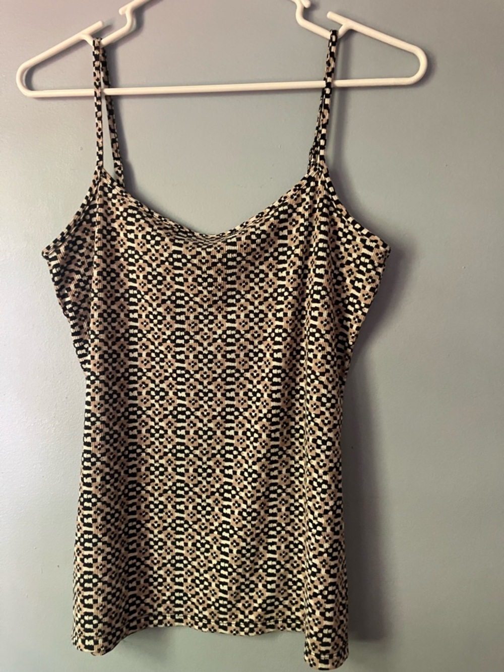 LOFT Outlet Black and Cream Patterned Tank Top